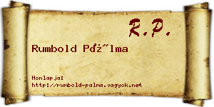 Rumbold Pálma névjegykártya